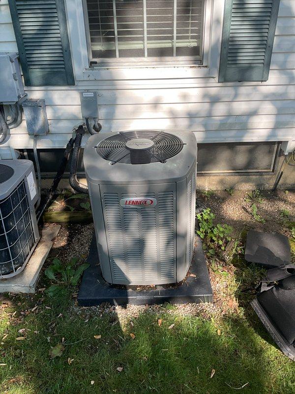 Completed comprehensive Gold AC inspection on 10+ year old Lennox air conditioning system with air handler located in kitchen area. Performed full system evaluation including outdoor condenser unit inspection, verified proper operation of all components, checked refrigerant levels and airflow, and confirmed MERV 11 filter (16x25x4) was properly installed with correct airflow direction. System found to be operating within normal parameters with no immediate service needs identified.