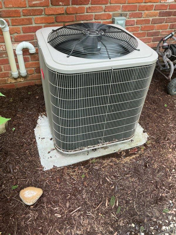 Completed Gold AC Inspection and tune-up on a three-year-old outdoor air conditioning system. Performed comprehensive maintenance including inspection of condenser unit, verified refrigerant levels, cleaned condenser coils, checked electrical connections, tested capacitor and contactor operation, confirmed proper airflow through fan assembly, and verified system cycling and temperature differential. Unit found to be operating within normal parameters with no immediate repairs required.