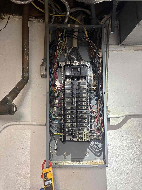 Responded to customer report of flickering lights following recent furnace installation. Performed comprehensive electrical panel inspection and diagnostic testing using digital multimeter to identify potential issues. Examined all circuit breaker connections, wire terminations, and panel components for loose connections, improper wiring from HVAC installation, or circuit overload conditions that could cause intermittent lighting problems. Verified proper grounding, neutral connections, and circuit integrity throughout the electrical distribution system to ensure safe and stable power delivery to lighting circuits.