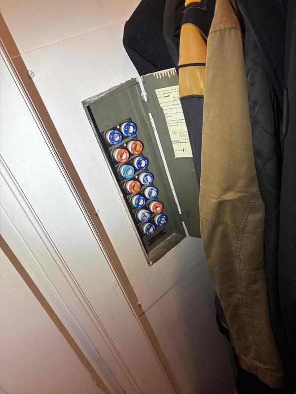 Responded to customer report of flickering lights following recent furnace installation. Performed comprehensive electrical panel inspection and diagnostic testing using digital multimeter to identify potential issues. Examined all circuit breaker connections, wire terminations, and panel components for loose connections, improper wiring from HVAC installation, or circuit overload conditions that could cause intermittent lighting problems. Verified proper grounding, neutral connections, and circuit integrity throughout the electrical distribution system to ensure safe and stable power delivery to lighting circuits.