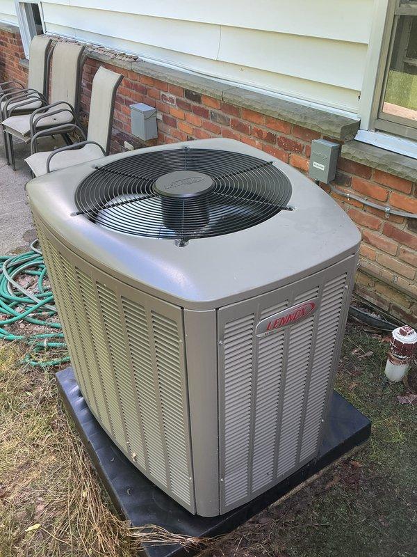 Completed routine preventative maintenance on two residential air conditioning condenser units. Performed comprehensive tune-up on both systems, including a one-year-old unit and a ten-year-old unit. Inspected electrical connections, refrigerant levels, and compressor operation on both condensers. Cleaned condenser coils, verified proper airflow through louvers, and confirmed fan motor operation. Checked mounting pads and drainage. Both units tested and operating within manufacturer specifications upon completion.