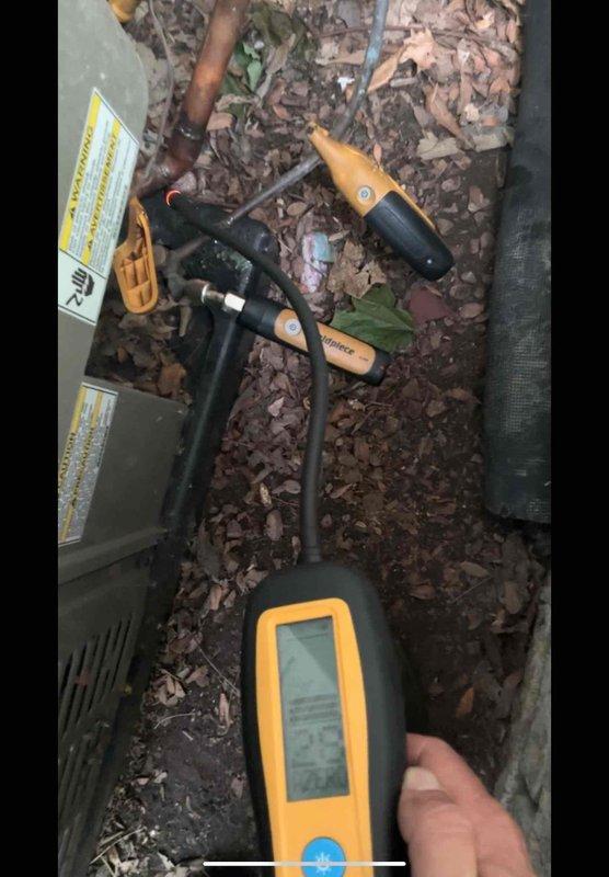 Responded to follow-up service call for central air conditioning system with reported refrigerant leak and inadequate cooling performance identified during previous maintenance visit. Performed comprehensive leak detection on outdoor condenser unit and refrigerant lines using electronic leak detector. Located and repaired refrigerant leak, evacuated system, and recharged to manufacturer specifications. Verified proper system operation, temperature differential, and cooling performance upon completion.
