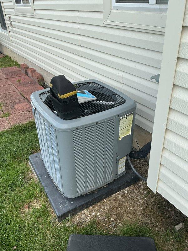 Responded to no cooling complaint on 3-year-old residential air conditioning system with outdoor condenser unit located in backyard. Upon arrival, performed visual inspection of exterior condenser unit and verified proper electrical service to equipment. Conducted diagnostic evaluation to identify cause of cooling failure and assessed overall system operation and component functionality.
