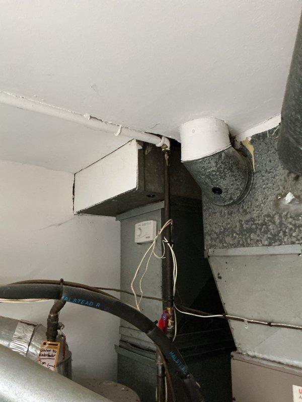 Completed plumbing estimate for installation of gas line to supply range/stove in kitchen area. Assessment included evaluating existing mechanical room infrastructure, determining optimal routing path for new gas piping through basement or utility space, and identifying connection points to main gas supply line. Documented current HVAC ductwork, existing plumbing penetrations, and structural considerations for safe installation of gas piping per code requirements.