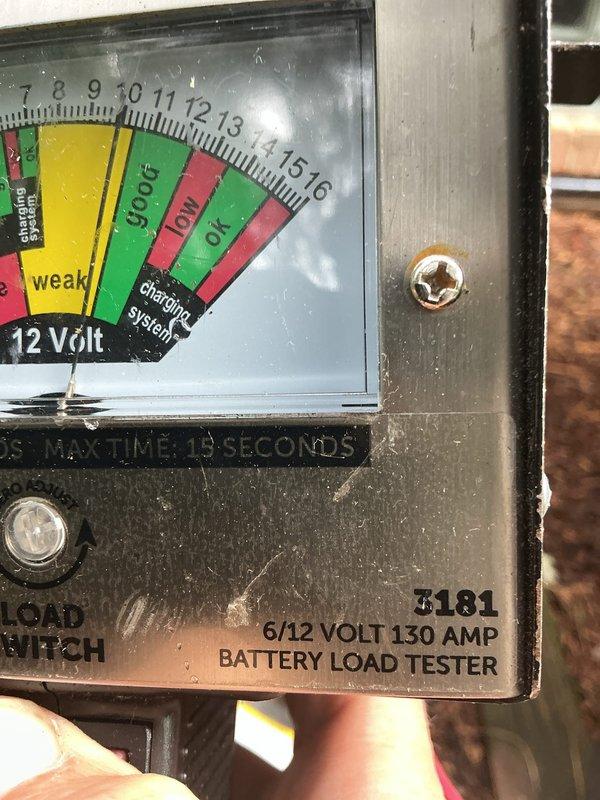 Responded to service call for 14KW Honeywell generator displaying "INSPECT BATTERY" message on control panel. Performed comprehensive battery diagnostic using load tester to verify battery condition and charging system performance. Upon testing, confirmed battery and charging system operating within normal parameters, with load test results indicating "good" range on 12-volt system. Cleared inspection alert from control panel, verified unit status returned to "READY TO RUN" mode with AUTO function enabled, and confirmed generator system fully operational with no further service required at this time.