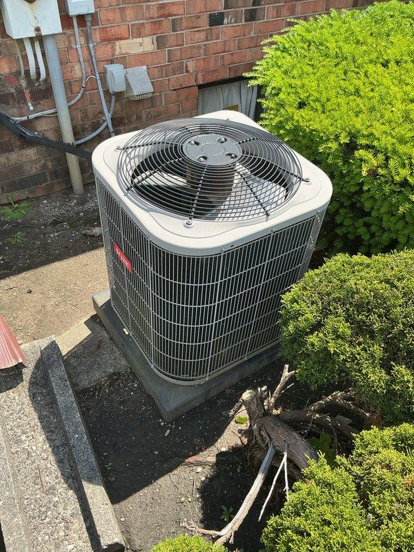 Completed comprehensive Gold Plan AC tune-up and maintenance inspection on two residential air conditioning units: a 10-year-old system and a 1-year-old system. Performed full system diagnostics on both outdoor condensing units, including refrigerant pressure checks, electrical component testing, capacitor readings, and contactor inspection. Cleaned condenser coils, verified proper airflow through both units, and checked all electrical connections for tightness and corrosion. Inspected and replaced HVAC air filter in basement mechanical room to ensure optimal indoor air quality and system efficiency. Both units operating within manufacturer specifications with no immediate service needs identified. Documented equipment condition with photographs for maintenance records.