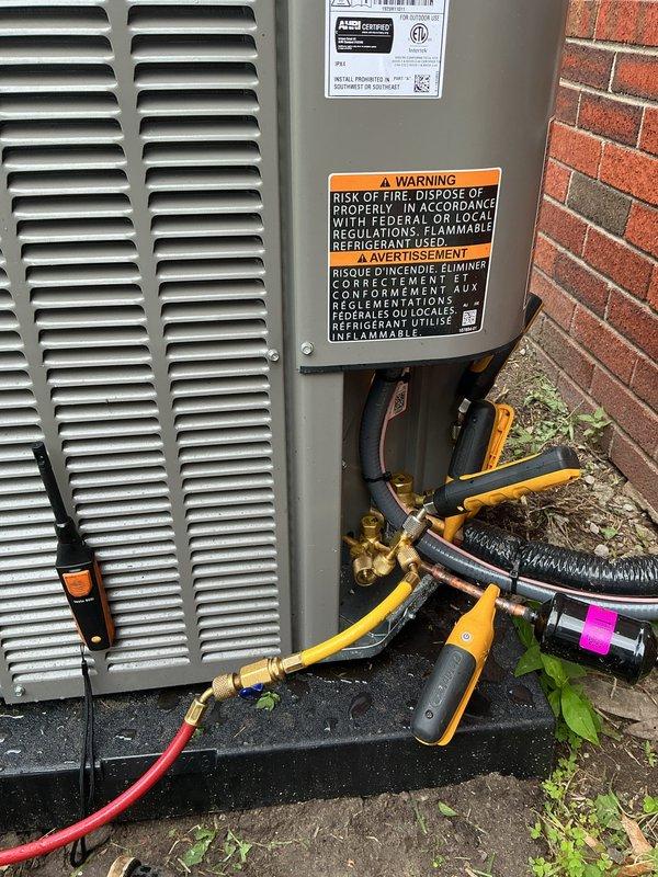Responded to newly installed system experiencing high-pressure limit trips and non-equalizing pressures after shutdown. Diagnosed and confirmed metering device restriction in refrigeration circuit. Replaced defective metering device, evacuated system to proper vacuum levels, recharged with manufacturer-specified refrigerant quantity, and verified proper system operation with normal operating pressures and temperature splits.