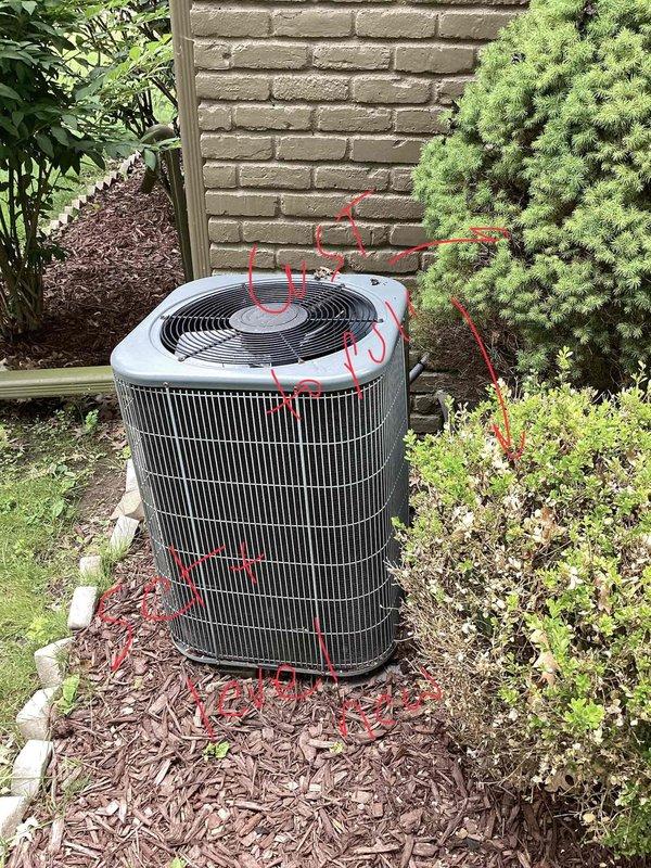 Conducted comfort consultation and provided estimate for complete air conditioning system replacement. Evaluated existing 21-year-old outdoor condenser unit located behind residence and assessed indoor air handler/plenum assembly in basement mechanical room. Documented existing equipment dimensions and configuration, including ductwork measurements and return air setup, to determine proper replacement unit sizing and installation requirements for new HVAC system.
