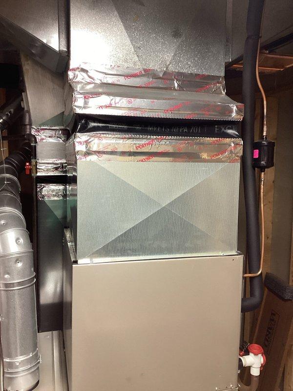 Conducted comprehensive evaluation of 10-year-old furnace system in basement that was completely non-operational with no heat to entire residence. Assessed existing HVAC infrastructure including air handler unit, ductwork configuration, refrigerant lines, and ventilation components to provide replacement estimate for new heating system installation. Documented current equipment condition, duct connections, and mechanical room layout with detailed photography to support equipment replacement recommendations.