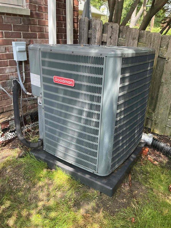 Completed Gold AC Inspection on three-year-old Goodman air conditioning system at residential property with three total units. Performed comprehensive maintenance inspection on outdoor condenser unit located in backyard and air handler/coil components situated in garage and attic locations. System confirmed operational at time of service with all equipment functioning properly.