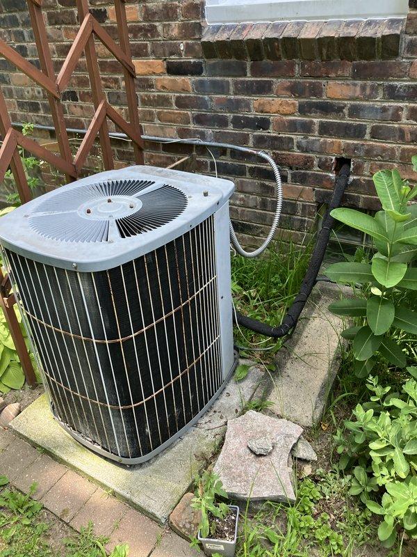 Responded to service call for 12-year-old air conditioning system not cooling properly. Upon inspection, found furnace in failed condition and outdoor condenser unit completely empty of R-22 refrigerant. Due to age of equipment, unavailability of R-22 refrigerant, and failed furnace component, provided comprehensive estimate for complete HVAC system replacement.