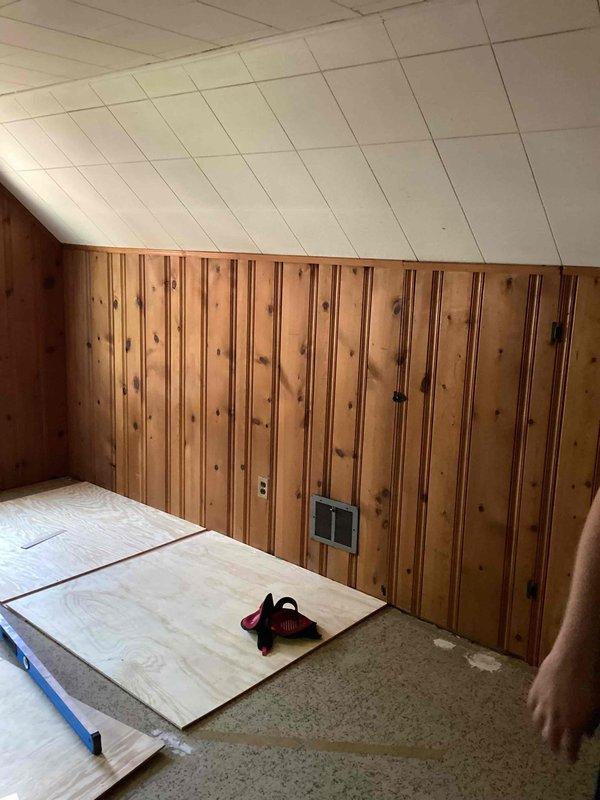 Conducted comprehensive assessment of existing HVAC system including aging furnace, air conditioning unit, and current humidifier installation in basement. Evaluated second-floor attic space with knotty pine paneling and drop ceiling for potential ductless mini-split installation to address heating and cooling needs in upper level. Documented existing equipment configuration, ductwork layout, electrical connections, and structural considerations to provide accurate full system replacement estimate including main floor equipment upgrade and supplemental mini-split system for second floor.