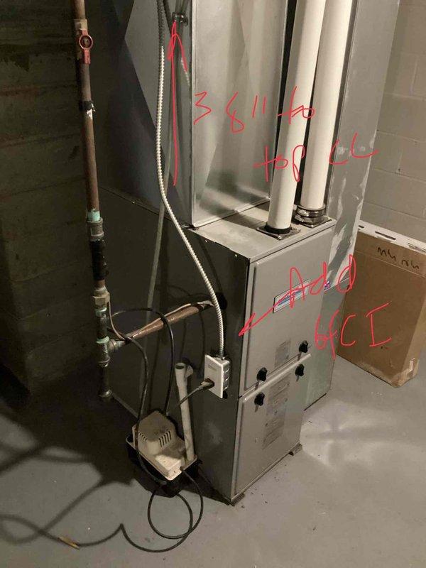 Completed estimate for new air conditioning system installation in residential property without existing AC equipment. Evaluated basement mechanical room with existing furnace unit and identified requirements for evaporator coil installation, refrigerant line routing through floor joists to exterior condensing unit location, and necessary electrical and condensate drainage connections. Documented existing HVAC infrastructure including furnace condition, available installation space, structural routing pathways for refrigerant lines and ductwork, and integration points for new cooling system components.