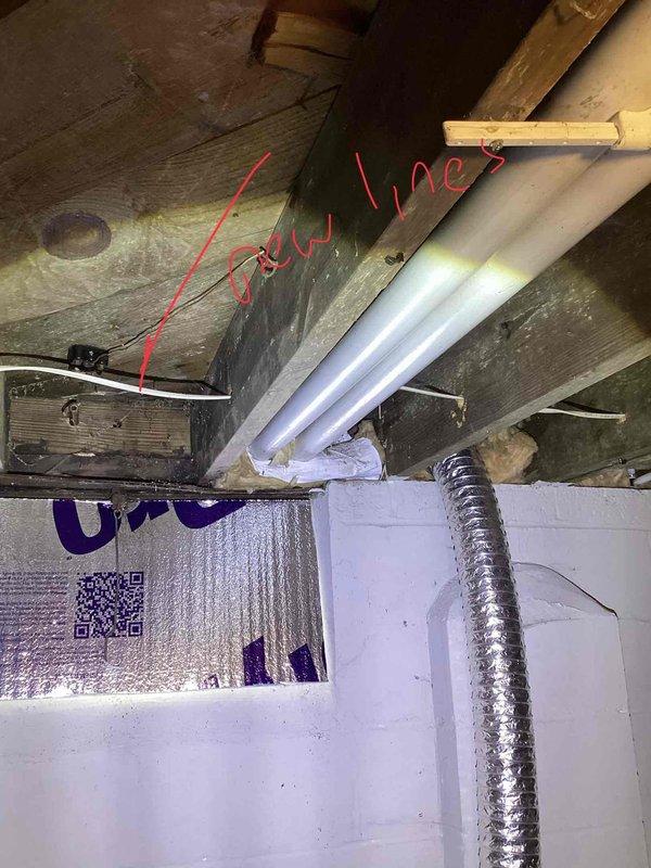 Completed estimate for new air conditioning system installation in residential property without existing AC equipment. Evaluated basement mechanical room with existing furnace unit and identified requirements for evaporator coil installation, refrigerant line routing through floor joists to exterior condensing unit location, and necessary electrical and condensate drainage connections. Documented existing HVAC infrastructure including furnace condition, available installation space, structural routing pathways for refrigerant lines and ductwork, and integration points for new cooling system components.