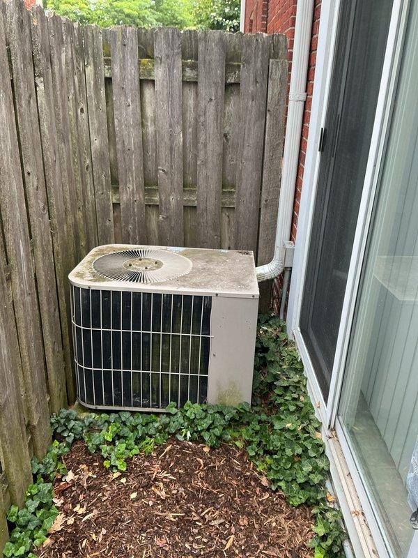 Provided comprehensive replacement estimate for residential HVAC system including outdoor air conditioning condenser unit and natural gas furnace located in basement. Both units are currently operational but over 10 years old and approaching end of service life. Evaluated existing equipment configuration, measured installation space constraints in side yard for exterior condenser, assessed basement furnace location and venting requirements, documented current system specifications through photos, and prepared detailed replacement options for complete heating and cooling system upgrade.