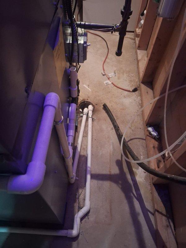 Completed full HVAC system installation including 70,000 BTU furnace and 3-ton air conditioning unit in left side yard location. Installed S40 thermostat, 500M humidifier, and APCO-1 air purification system with proper PVC intake and exhaust venting. Performed system flush, reconnected existing utilities, and verified all electrical and mechanical connections meet code requirements. Obtained necessary mechanical and electrical permits for installation. System tested and operational, with AHRI certification number 216726208 confirmed for utility rebate eligibility.