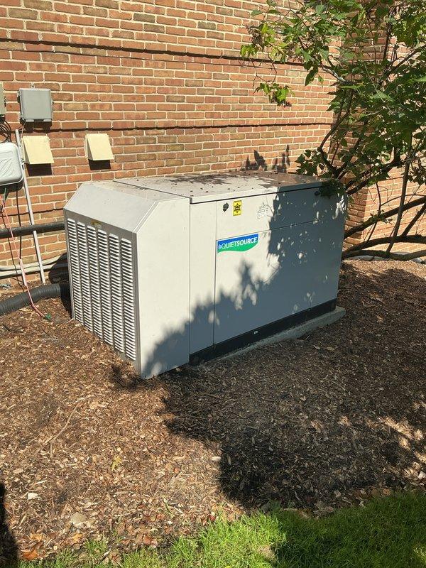 Completed estimate for replacement of non-operational Generac 37 KW liquid-cooled standby generator located in backyard against brick wall exterior. Existing unit is aged and requires full replacement. Assessed current installation including concrete pad, gas meter connections, electrical conduit routing, and clearances from structure. Evaluated existing infrastructure for compatibility with new generator installation, including gas line capacity, transfer switch accessibility, and proper ventilation requirements. Provided comprehensive replacement proposal with equipment specifications and installation scope.