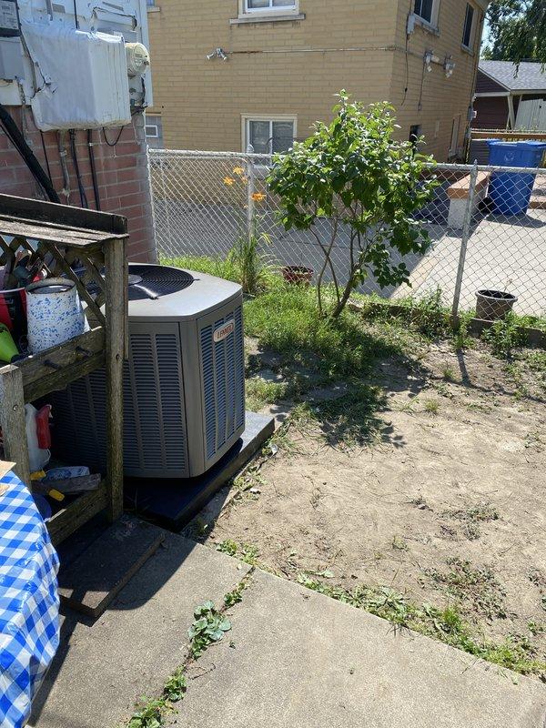 Successfully completed installation of 2.5-ton air conditioning system with evaporator coil in rear yard location. Installed new Lennox furnace with A-coil in interior utility space, including proper condensate drain lines using PVC piping, flexible ductwork connections, and all required venting. Exterior condenser unit positioned on concrete pad in backyard with refrigerant lines reconnected and system charged to manufacturer specifications. All mechanical components installed per code requirements with permit requested for inspection.