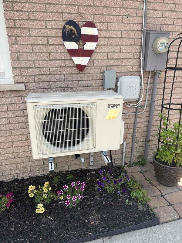 Responded to complaint of burnt odor from one of three Mitsubishi mini-split systems, all approximately 6-7 years old and used for cooling only. Performed comprehensive inspection and preventive maintenance check-up on all three indoor air handlers located in family room, bedroom, and living room, as well as outdoor condensing unit. Inspected electrical connections, cleaned filters, verified proper airflow, checked refrigerant levels, and tested operational performance of each zone. All units found operating within normal parameters with no burnt odor detected during service visit. Educated customer on regular filter maintenance and advised to monitor for any recurrence of odor.
