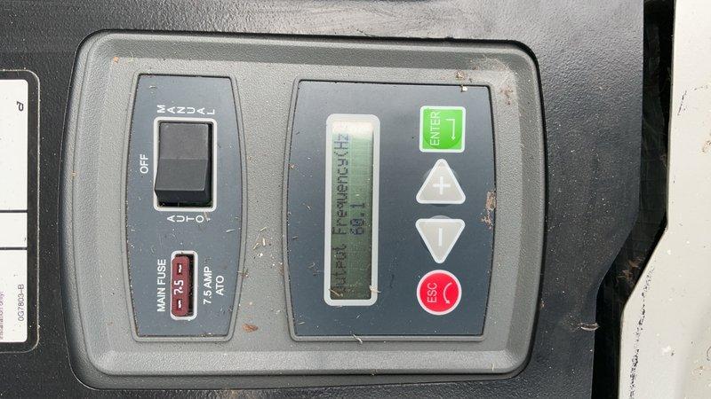 Responded to service call for non-operational 17kW Generac generator. Upon arrival, performed diagnostic evaluation of unit and control panel. Inspected generator control interface, confirmed main fuse switch positioning, and evaluated digital display readings. System displayed "PRE-PURGE/VENT" mode on initial inspection with engine speed reading of 3327 RPM recorded on control panel. Documented control panel condition and operational status through photographic evidence. Coordinated with property management prior to conducting diagnostic assessment as requested.
