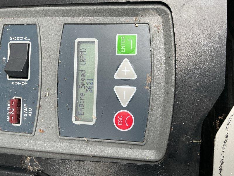 Responded to service call for non-operational 17kW Generac generator. Upon arrival, performed diagnostic evaluation of unit and control panel. Inspected generator control interface, confirmed main fuse switch positioning, and evaluated digital display readings. System displayed "PRE-PURGE/VENT" mode on initial inspection with engine speed reading of 3327 RPM recorded on control panel. Documented control panel condition and operational status through photographic evidence. Coordinated with property management prior to conducting diagnostic assessment as requested.