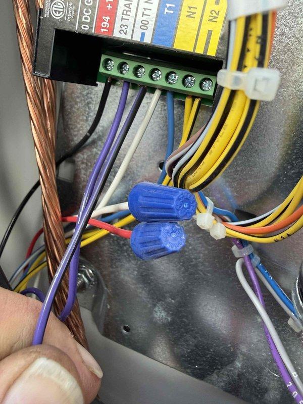 Responded to service call for 18KW Generac generator displaying error codes 2780 and 2738. Upon arrival, performed diagnostic evaluation to identify fault conditions. Error code 2780 indicated overcrank condition while error code 2738 pointed to RPM sensor loss of signal issue.

Inspected generator control panel and wiring harness connections. Removed access panels to examine internal electrical components and sensor wiring. Located loose and corroded connections at the RPM sensor terminal block affecting signal transmission to the controller. Identified additional concerns with fuse holder assembly and associated relay connections showing signs of thermal stress and poor contact.

Disconnected battery negative terminal and de-energized system per safety protocols. Removed affected wire terminals from connection points and cleaned contact surfaces to ensure proper electrical continuity. Inspected all wire insulation for damage or deterioration. Re-terminated loose connections at termin