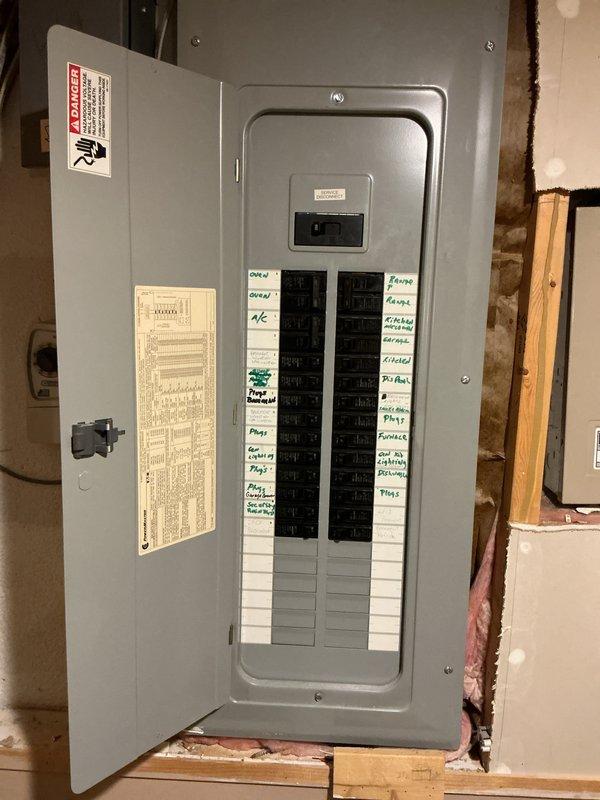 Completed electrical estimate for new whole home generator installation at brick residential structure. Evaluated existing electrical service with dual digital smart meters and main distribution panel to determine generator integration requirements. Assessed current electrical infrastructure including metering system, service entrance conduit routing, and main breaker panel capacity to develop comprehensive installation plan for automatic transfer switch and generator connection to existing electrical system.