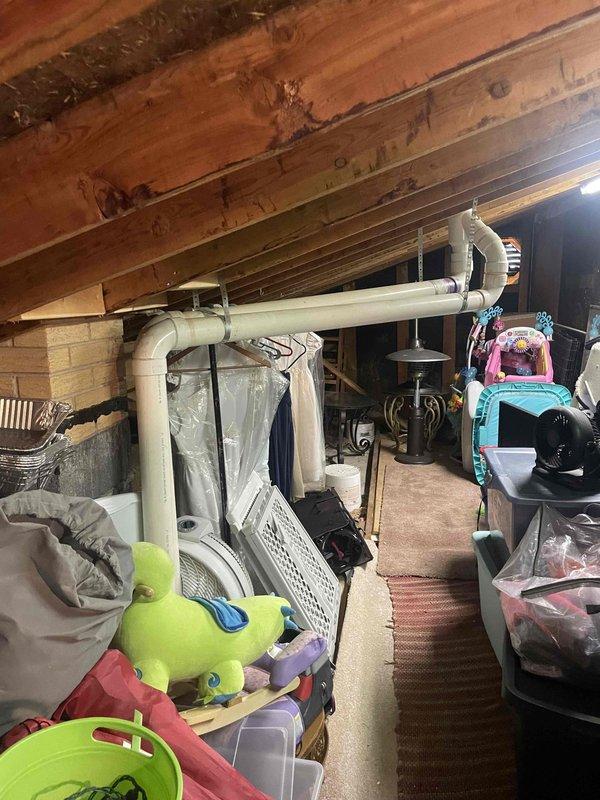 Conducted sales consultation and provided estimate for complete HVAC system replacement. Evaluated existing 32-year-old system located in laundry room of home with crawl space foundation. Assessed current thermostat, carbon monoxide alarm, and ductwork configuration including flexible ducting and PVC components running through attic storage area. Documented equipment conditions and home layout to develop comprehensive replacement proposal for new heating and cooling system.