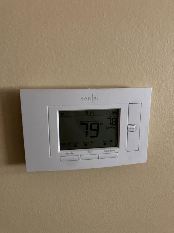 Completed estimate for replacement of residential HVAC system including 24-year-old air conditioning unit and existing furnace. Evaluated current Carrier condensing unit located on exterior concrete pad behind residence, connected to Sensi digital thermostat. Provided equipment replacement recommendations and installation specifications for complete system upgrade.