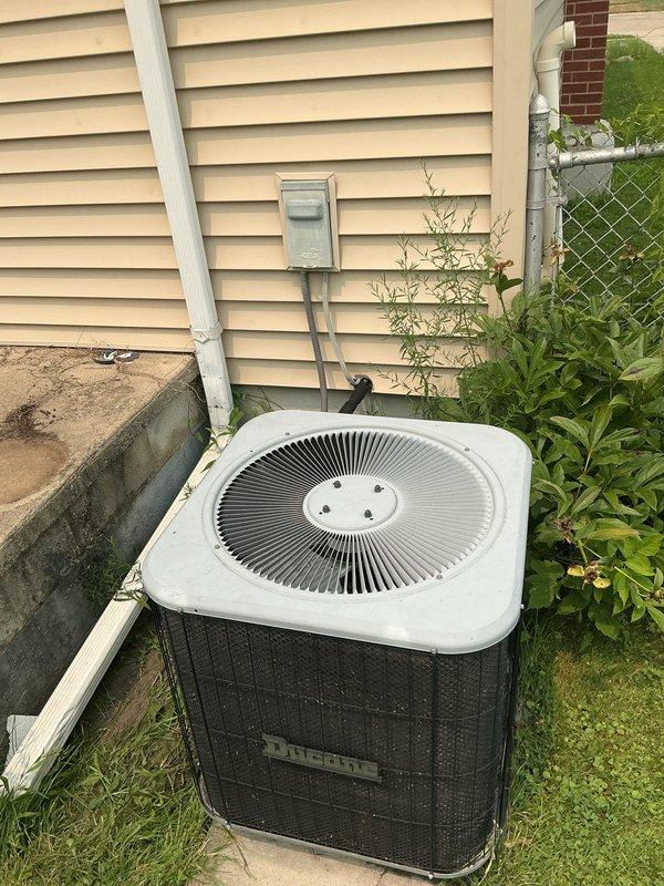 Performed comprehensive maintenance service on central air conditioning system that had not been serviced in over 8 years. Addressed customer concerns of reduced cooling capacity, diminished airflow, and excessive operational noise. Inspected outdoor condenser unit and indoor components, cleaned evaporator and condenser coils, checked refrigerant pressures and levels, replaced air filter, and lubricated motor bearings. Verified proper airflow at thermostat location and confirmed system returned to normal cooling operation with improved air delivery and reduced noise levels.