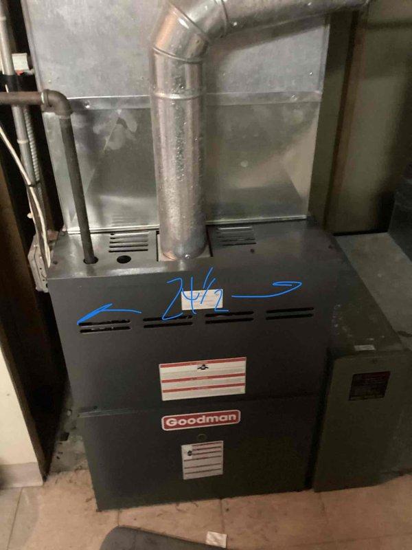 Conducted comprehensive estimate for complete HVAC system replacement of 30-year-old equipment. Assessed existing Goodman furnace unit located in basement utility area along with outdoor air conditioning condenser positioned in backyard. Documented current system configuration including metallic ductwork, gas line connections with shutoff valve, flexible duct connections, and copper refrigerant lines. Evaluated air handler components, supply and return duct infrastructure, and existing electrical and gas utility connections. Photographed equipment specifications, model information, and installation setup to determine proper sizing and compatibility requirements for new system. Provided recommendations for modern high-efficiency replacement equipment to improve performance and energy consumption.