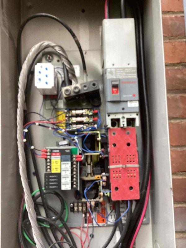 Performed scheduled preventative maintenance on a 17KW Generac residential standby generator. Conducted comprehensive inspection of the automatic transfer switch panel, verifying proper operation of all contactors, circuit breakers, and control components. Inspected battery condition and cable connections, noting unit was shipped August 2020. All electrical connections were secure, transfer switch components functioning within normal parameters, and generator confirmed operational. Unit remains on active maintenance plan with all systems performing as designed.