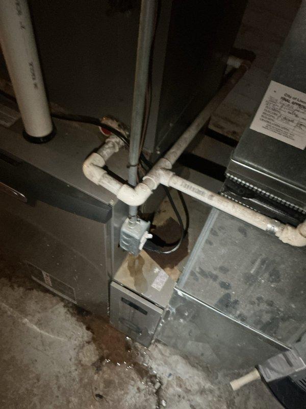 Completed comprehensive 16-point plumbing inspection of residential property. Inspection revealed active water pooling around HVAC/furnace unit in basement area, with visible moisture accumulation on concrete floor requiring further investigation of potential leak sources from nearby PVC piping or condensate drainage system. Evaluated bathroom plumbing fixtures including undermount sink with widespread faucet assembly, verified proper drainage function, and assessed overall condition of visible supply lines and waste connections throughout accessible areas of the home.