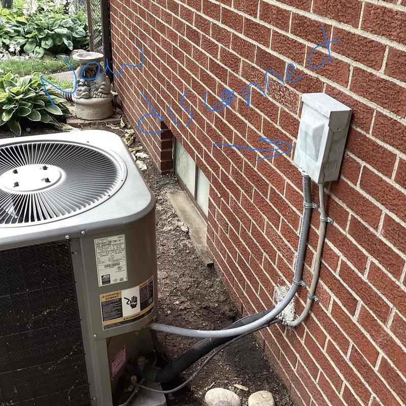 Responded to service call for 17-year-old air conditioning system that had been tripping breaker for one week and condenser unit would not operate due to burnt component failure. Conducted thorough system evaluation and determined AC system was flat on refrigerant with multiple failed components beyond economical repair given equipment age. Provided comprehensive replacement estimate for new HVAC system including new thermostat installation to replace existing White-Rodgers unit.