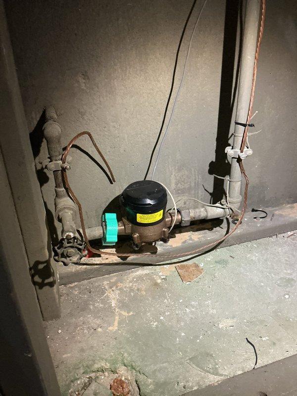 Completed Solomon water meter repair in utility closet area. Customer coordinated with city for water shut-off prior to service. Repaired meter assembly including associated piping connections and verified proper operation of sump pump system in adjacent basement area upon restoration of water service.