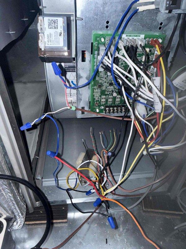 Responded to no-cooling call on one-year-old Lennox system following power outage. Upon inspection, diagnosed failed control board and transformer in attic-mounted air handler. Verified electrical panel breakers were intact and confirmed outdoor condenser unit was receiving proper voltage. Replaced control board and transformer under existing purchase order, restored power to system, and verified proper operation of all components. System now cooling entire home as designed.