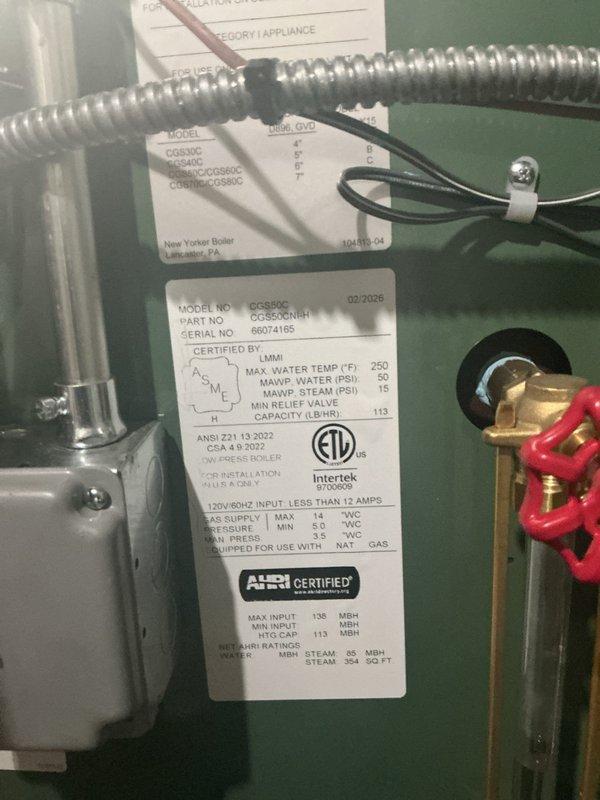 Completed full installation of new CG80C boiler system with thermostat and Bradford White 40-gallon water heater in basement utility area. Installed all necessary piping connections, exhaust venting, electrical wiring, and safety controls per manufacturer specifications and code requirements. Permit was obtained and all required documentation processed for final approval.