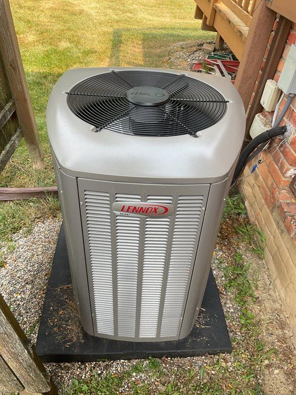Completed comprehensive gold-level preventive maintenance inspection on recently installed Lennox air conditioning system. Unit had not yet been activated for the season. Performed full system evaluation including exterior condenser inspection, verified proper installation on rubber isolation pad with adequate drainage, confirmed electrical connections, and assessed Honeywell HumidiPRO thermostat operation currently set to system off mode at 68 degrees. All components found in excellent condition with no deficiencies noted on this new installation.
