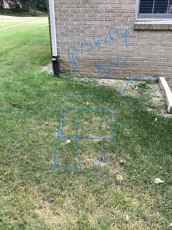 Completed electrical estimate for new whole home generator installation at residential property. Assessed exterior installation location near existing AC condenser unit, documented utility line markings and drainage infrastructure, and evaluated electrical service requirements for permanent standby generator system integration with home's electrical panel.
