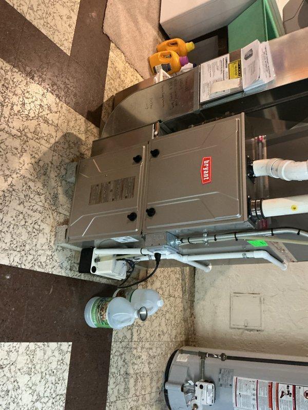 Responded to no cooling complaint on 4-year-old Bryant air conditioning system. Upon arrival, found indoor air handler in basement operational but outdoor condensing unit not running. Inspected outdoor unit and discovered failed contactor preventing compressor and condenser fan operation. Replaced defective contactor, restored power to compressor and fan motor, and verified proper system operation. System now cooling effectively with normal temperature differential across evaporator coil.