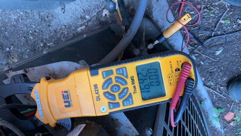 Responded to no cooling call for 10+ year old AC unit located in basement that was completely non-operational. Upon arrival, performed diagnostic testing using digital multimeter to measure electrical parameters and superheat readings on the system components. Inspection revealed unit was not receiving power or responding to thermostat commands. Evaluated outdoor condensing unit, electrical connections, and control circuits to identify root cause of complete system failure. Documented equipment conditions and diagnostic findings with photos for service records.