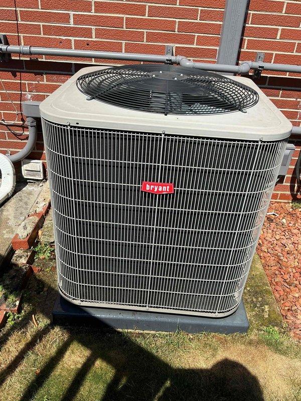 Completed comprehensive Gold AC inspection on two residential air conditioning systems: a 10-year-old Bryant unit and a 5-year-old Mitsubishi Electric unit. Both outdoor condenser units were evaluated for operational performance, with one air handler located in the attic requiring ladder access and the second system's air handler positioned outside. All components were inspected, tested, and photographed, with both systems found to be in functional condition. Advised property owner to maintain clear area around condensers, removing any debris and animal waste to ensure proper airflow and optimal equipment performance.