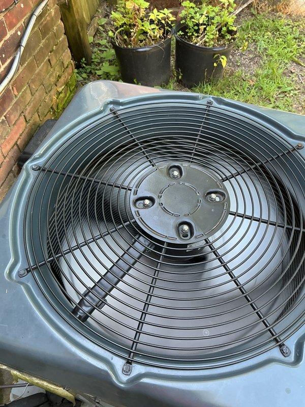 Responded to service call for central air conditioning unit with freezing refrigerant lines and continuously running outdoor fan. Upon inspection, found severely corroded copper refrigerant lines and deteriorated connections on outdoor condenser unit, contributing to system malfunction. Diagnosed low refrigerant charge causing evaporator coil to freeze and preventing proper system cycling. Recovered remaining refrigerant, replaced deteriorated line set sections and corroded fittings, pressure tested system for leaks, evacuated to proper vacuum levels, and recharged unit to manufacturer specifications. Verified proper fan cycling operation, confirmed adequate airflow across coils, and tested system performance under normal operating conditions. Unit restored to full cooling capacity with proper thermostat control and automatic fan cycling.