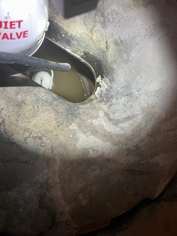 Completed sump pump replacement in basement utility area. Removed existing failed unit and installed new sump pump system with PVC discharge piping. Verified proper operation and drainage function. Inspected basement plumbing infrastructure and provided estimate for relocating toilet from upper level to lower level, including recommendation for high-pressure flush toilet installation to accommodate potential drainage challenges.