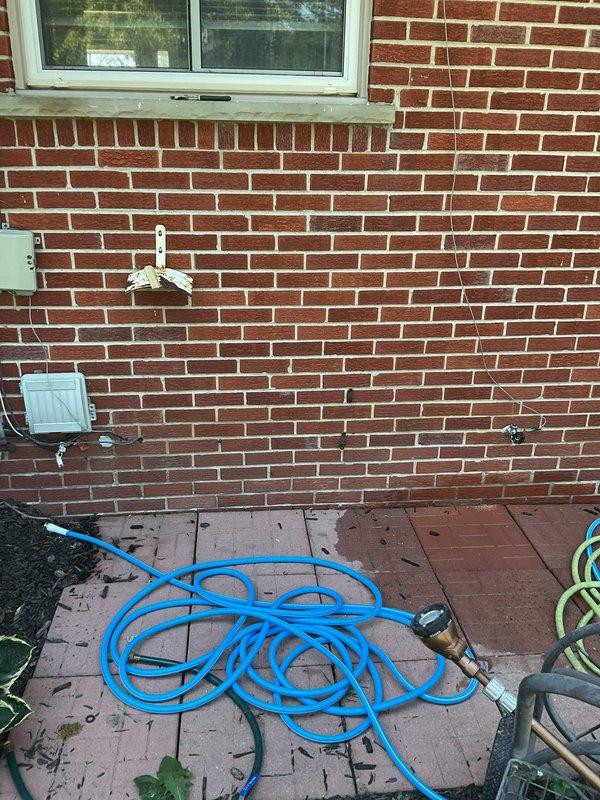 Completed hose bib repairs on exterior brick wall as specified in the estimate. Accessed copper supply lines through attic space to address leaking connections and deteriorated fittings. Repaired outdoor water spigot mounted on exterior wall, replacing corroded components and ensuring proper seal to prevent future leaks. All plumbing connections tested and verified operational with no active leaks upon completion.
