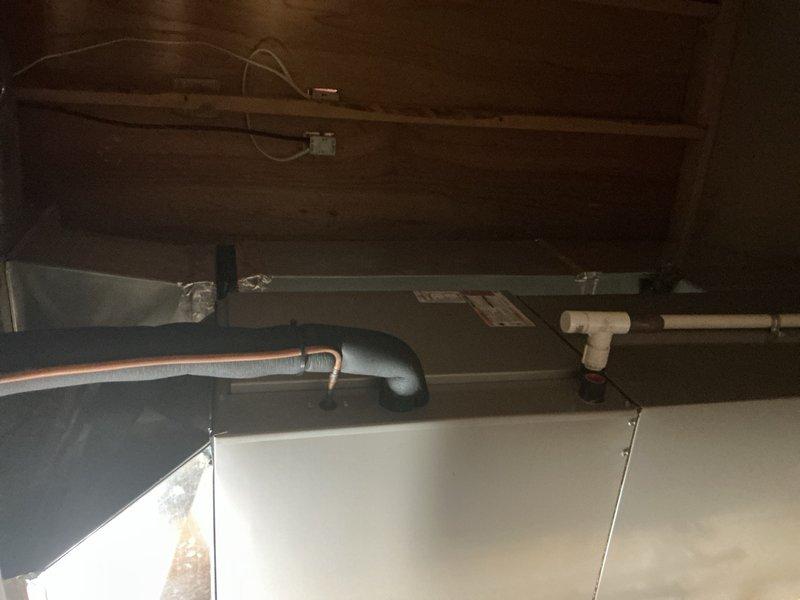 Responded to no cooling complaint on seven-year-old air conditioning system. Diagnosed failed thermal expansion valve (TXV) preventing proper refrigerant metering to the evaporator coil located in basement. Documented system configuration and refrigerant lines for upcoming TXV replacement, which has been ordered and is available for pickup under existing purchase order for completion of repair.