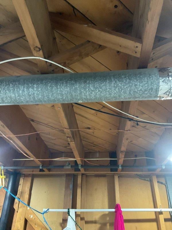 Conducted site assessment for refrigerator water line installation in 1960s-era home with no existing supply line to kitchen. Inspected crawl space and ceiling cavity to determine optimal routing path for new water supply piping from nearest accessible water source to refrigerator location. Documented existing plumbing infrastructure, electrical wiring configuration, and HVAC ductwork to identify clearances and potential routing obstacles for proposed installation.