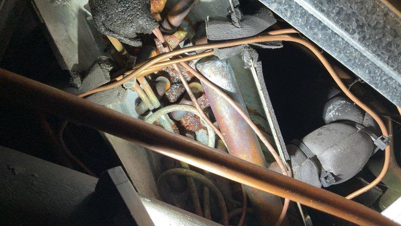 Responded to service call for Unico A/C system on third level with reported refrigerant leak and inadequate cooling performance since last recharge. Upon inspection, located refrigerant leak in copper line connections near air handler assembly. Repaired leak, pressure tested system, evacuated lines, and recharged system to manufacturer specifications. Verified proper system operation and cooling capacity restored.