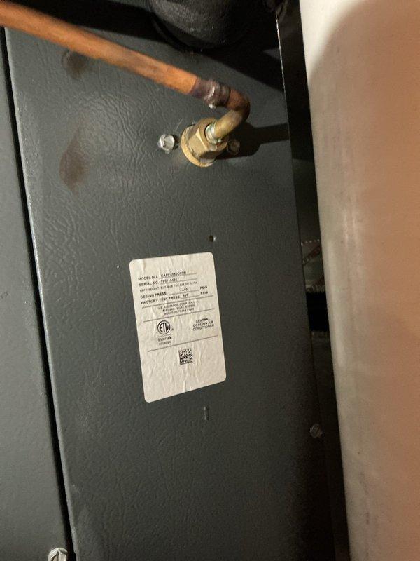 Responded to no-cooling complaint on central air conditioning system. Upon arrival, found indoor air handler blower operational but system failing to produce cool air. Performed diagnostic evaluation of Daikin split system equipment installed in basement mechanical room. Identified refrigerant circuit issue preventing proper cooling cycle operation. Inspected copper refrigerant lines, valve assembly connections, and condensing unit components. System restored to proper cooling function and verified temperature drop across evaporator coil. Confirmed adequate airflow through ductwork and proper thermostat communication with equipment.