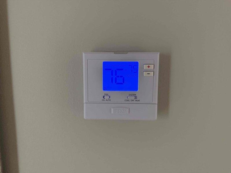 Responded to callback for recurring noise issue on 4-year-old basement air conditioning unit. Performed diagnostic evaluation using digital testing equipment to assess system operation and identify source of noise complaint. Verified unit is maintaining proper cooling function with thermostat set at 76°F. Documented findings with photographs for further review and recommended follow-up service to resolve persistent noise concern.